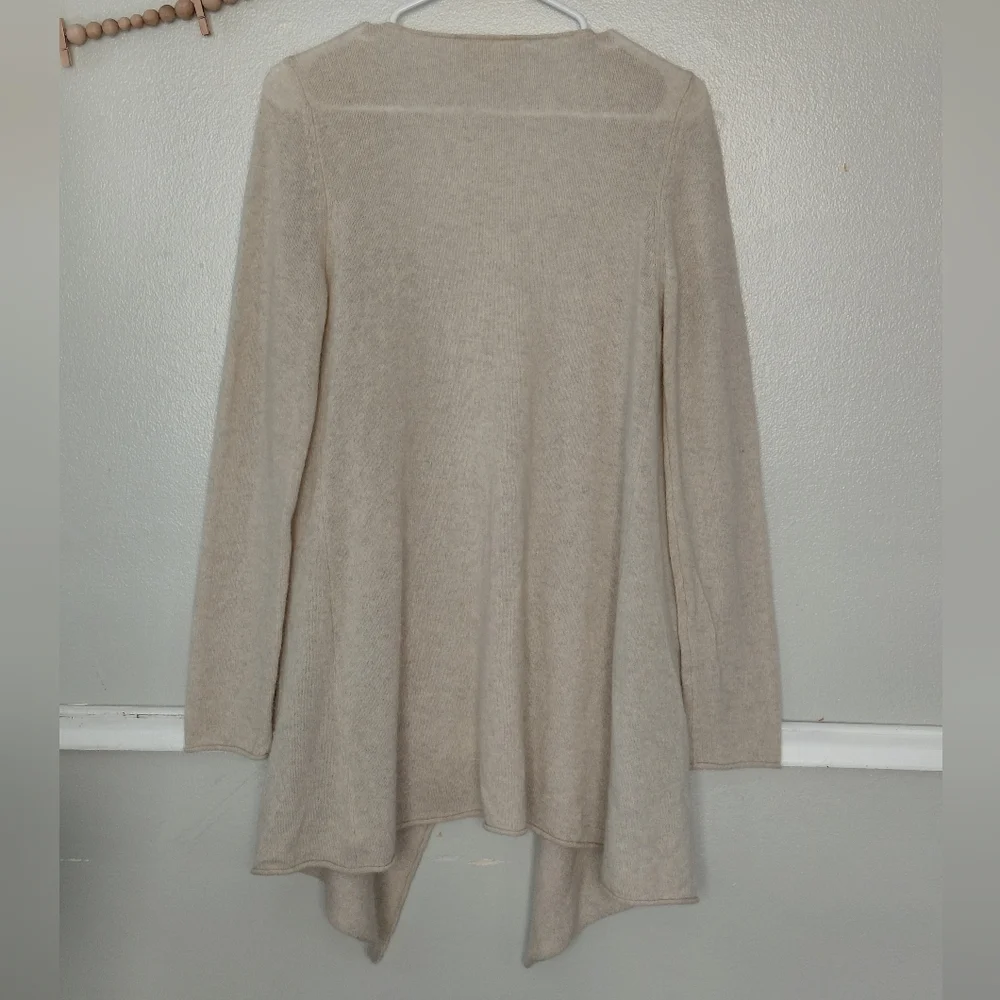 Hayden 100% Cashmere Waterfall Drapey Oatmeal Cream Ultra Light Cardigan - Picture 2 of 4